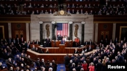 El presidente Donald Trump habla ante el Congreso en su discurso del Estado de la Unión, el 4 de febrero de 2020.