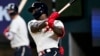 Adolis Garcia el 22 de abril de 2023 con un doblete contra los Oakland Athletics (Jerome Miron-USA TODAY Sports).