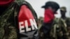 Insignia del ilegal Ejército Nacional de Liberación colombiano. (Luis Robayo/AFP)