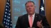 Mike Pompeo en conferencia de prensa en Washington.