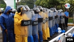 Las manifestaciones están prohibidas en su totalidad en Nicaragua desde 2018. Foto archivo VOA.