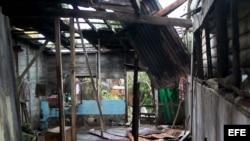 Aspecto de una vivienda afectada por el paso del huracán Sandy.