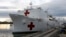 El USNS Comfort anclado en el Puerto de Miami.
