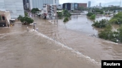 Un área inundada después del huracán Beryl en Houston, Texas, el 8 de julio de 2024. @cjblain10 vía X/vía REUTERS